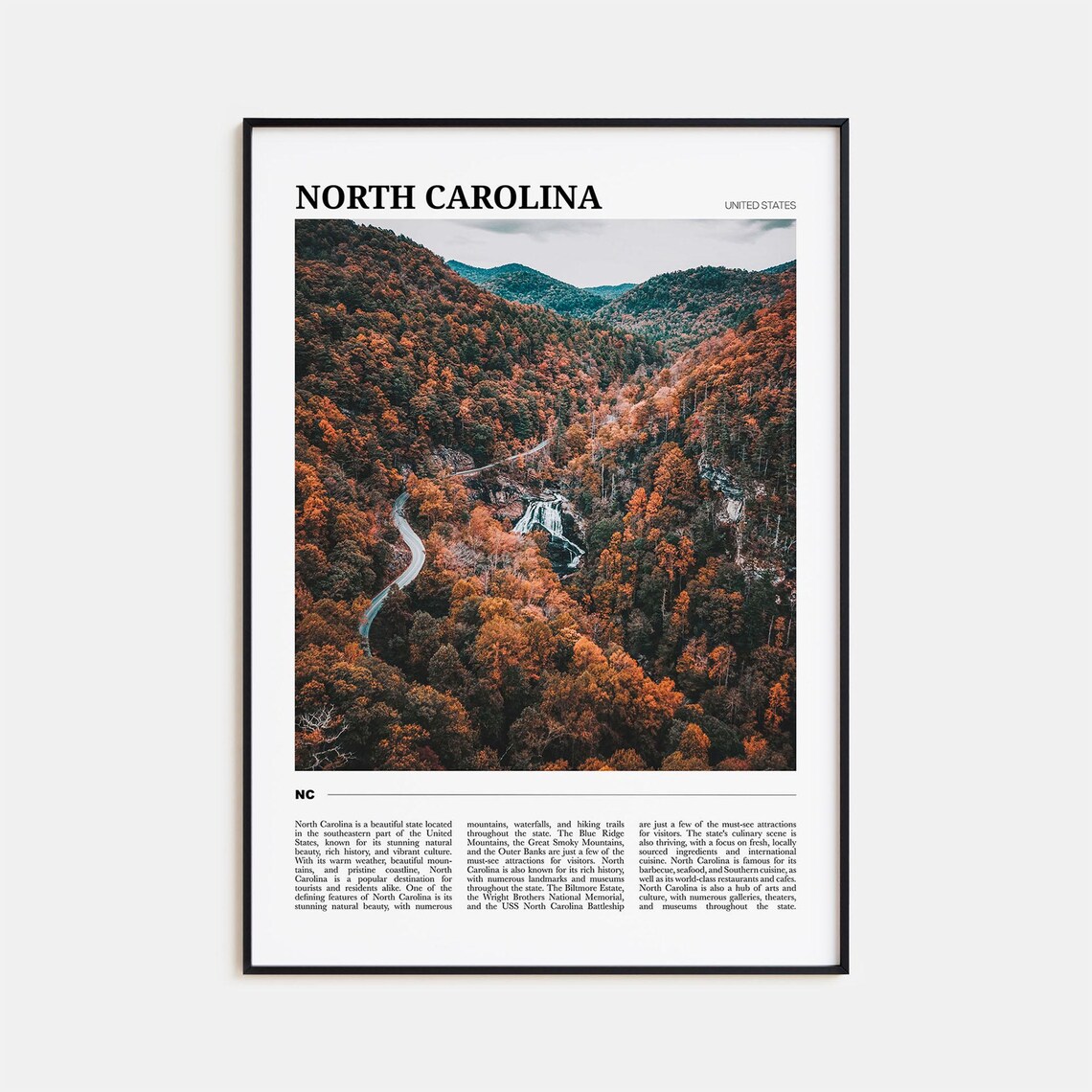 North Carolina Travel Poster, USA Wall Art