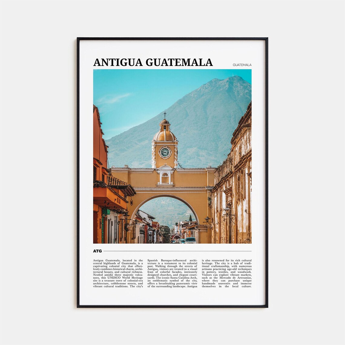 Antigua Guatemala Travel Poster, Latin America Wall Art