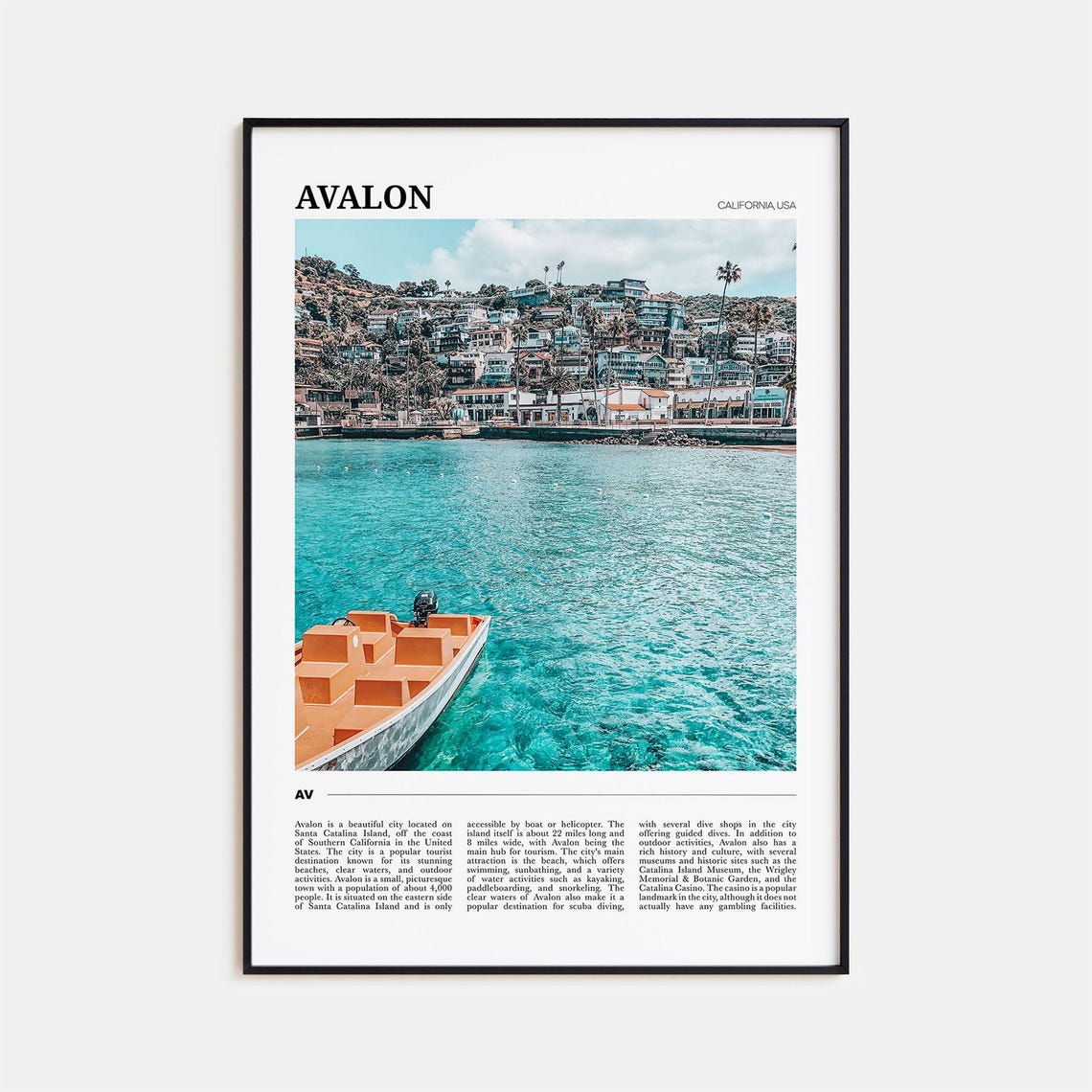 Avalon California Catalina Island Harbor Turquoise Water Poster