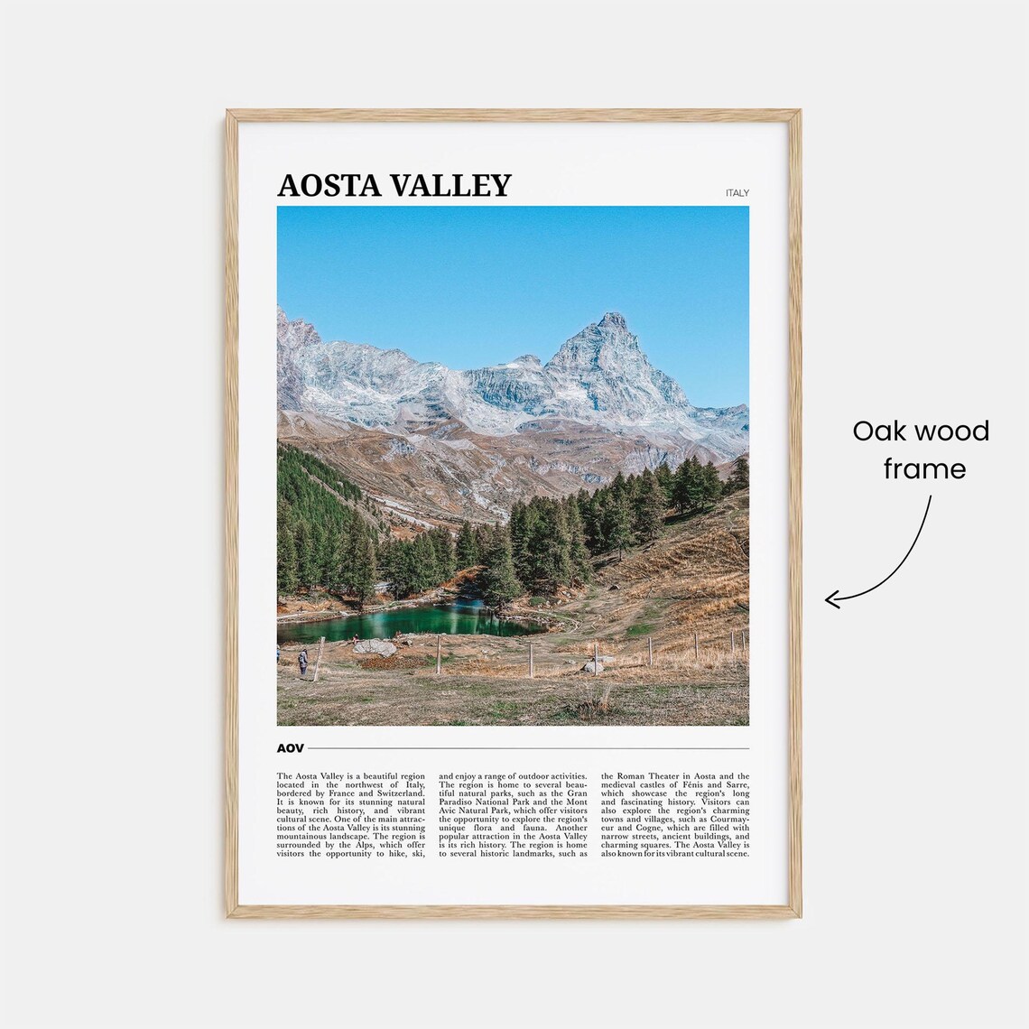 Aosta Valley Italy Alps Mountain Peak and Alpine Lake Poster - Image 3