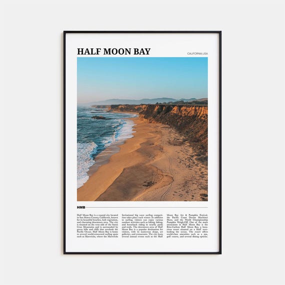 Half Moon Bay Travel Poster No 2 Half Moon Bay Wall Art Half Moon Bay Poster Half Moon Bay Photo Half Moon Bay Decor California Usa