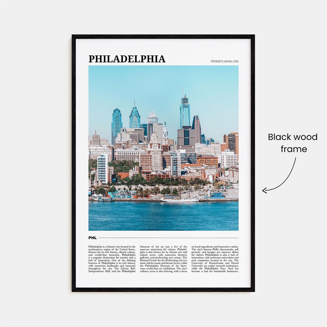 Philadelphia Pennsylvania USA Skyline Waterfront City Poster - Image 2