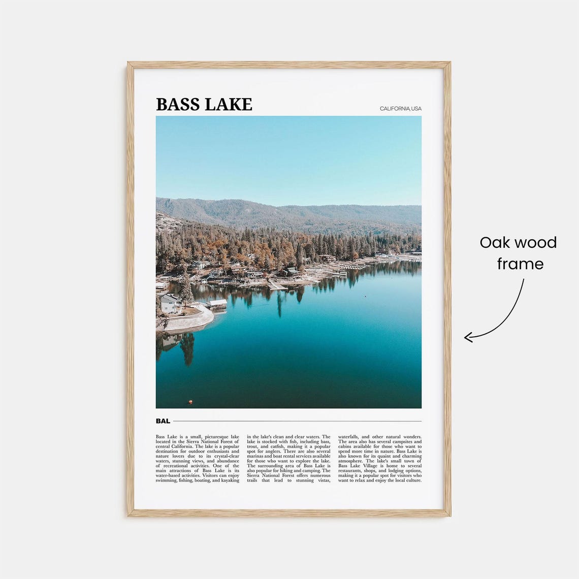 Bass Lake Travel Poster Bass Lake Wall Art Bass Lake Poster Print Bass Lake Photo Bass Lake Decor California Usa - Image 3