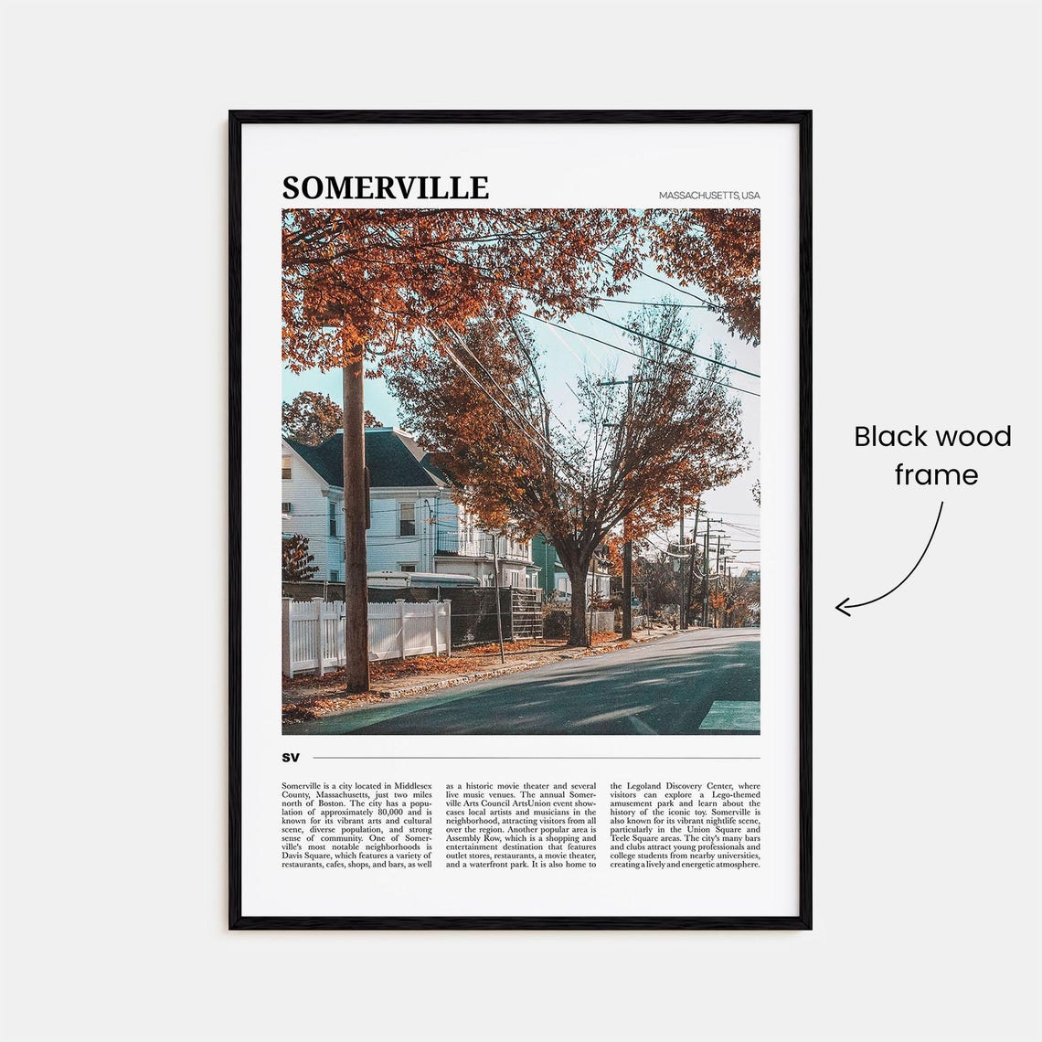 Somerville Massachusetts Autumn Street Fall Foliage Travel Poster - Image 2
