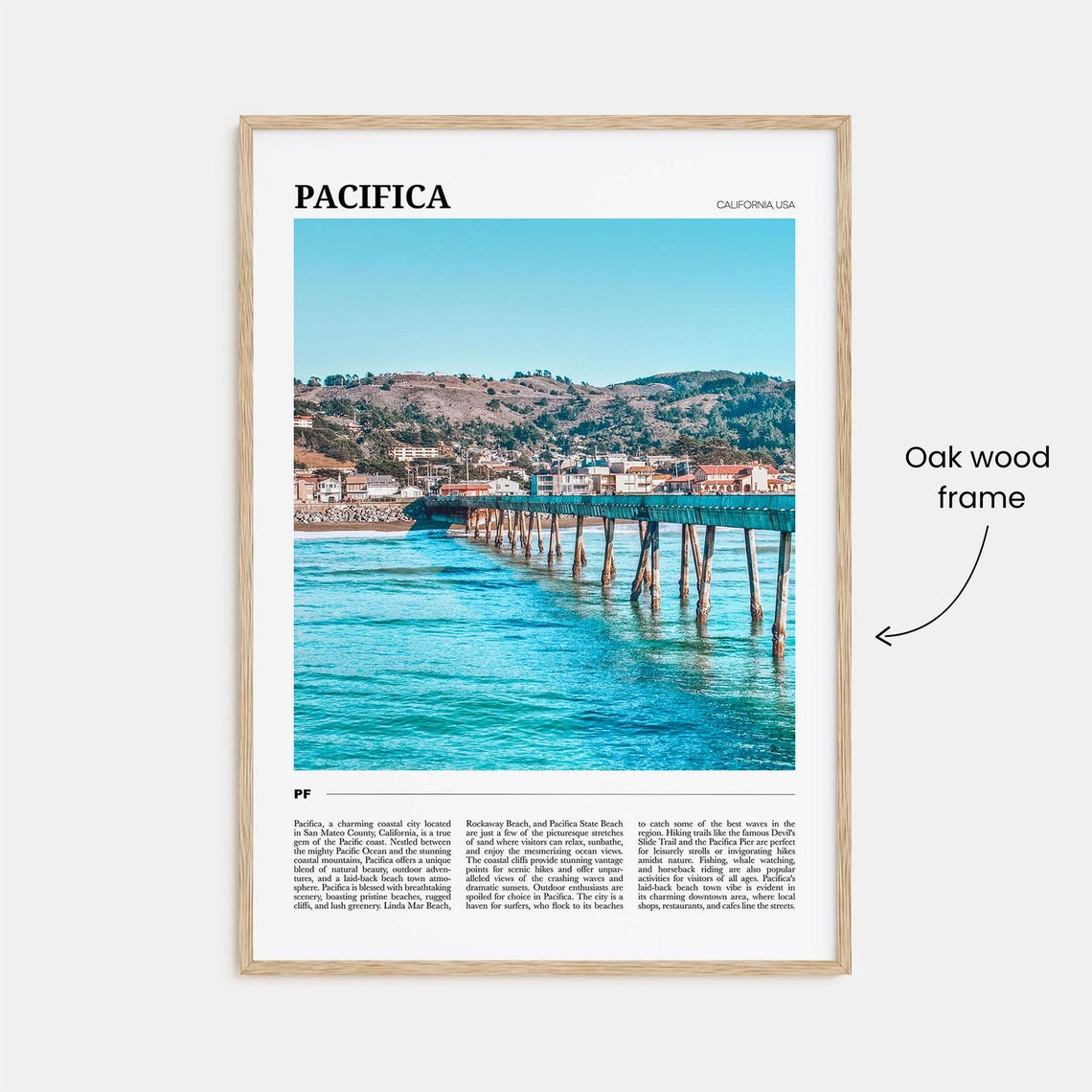 Pacifica California USA Pier Over Turquoise Surf Travel Poster - Image 3