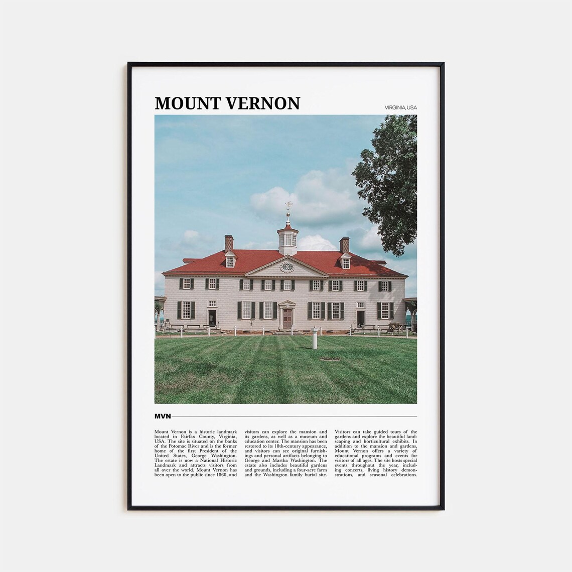 Mount Vernon Travel Poster, Virginia Wall Art Print