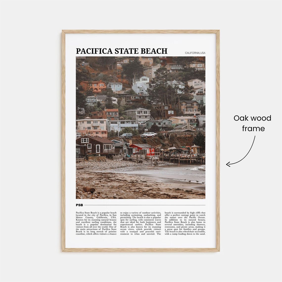 Pacifica State Beach California USA Coastal Cliffside Homes Poster - Image 3