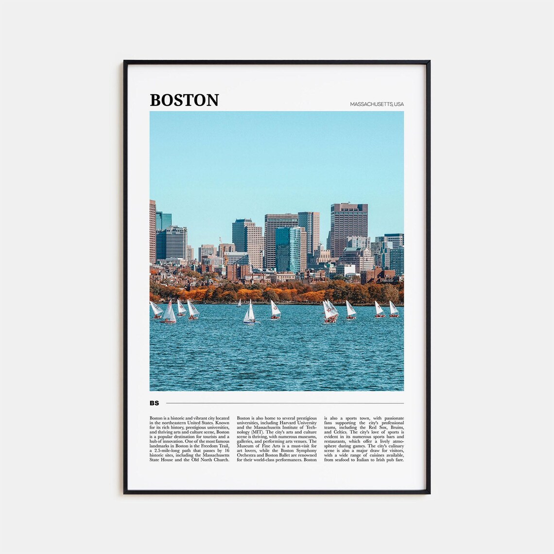 Boston Travel Poster No 1, Massachusetts Travel Poster