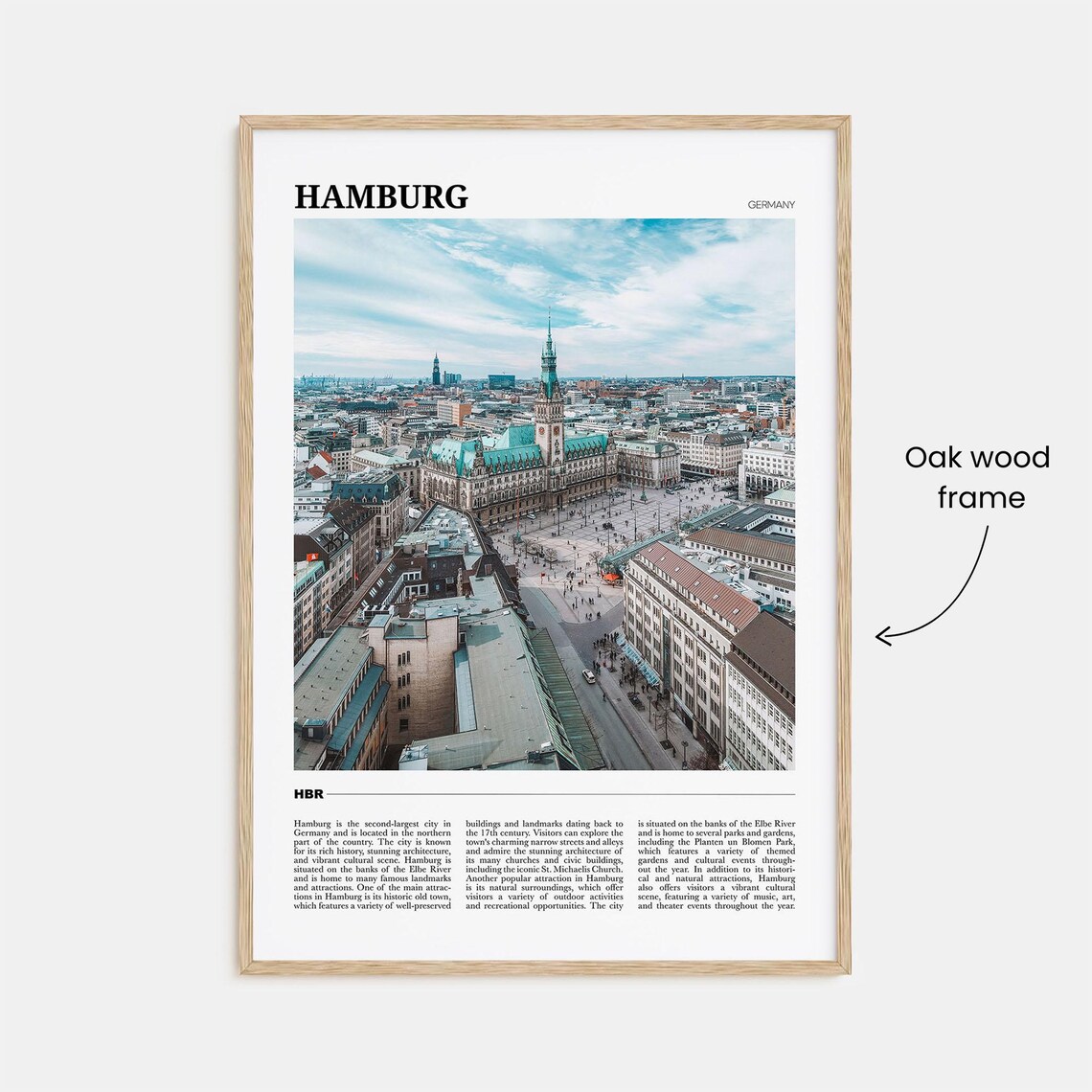 Hamburg Germany Historic Rathaus Square Aerial View Travel Poster - Image 3