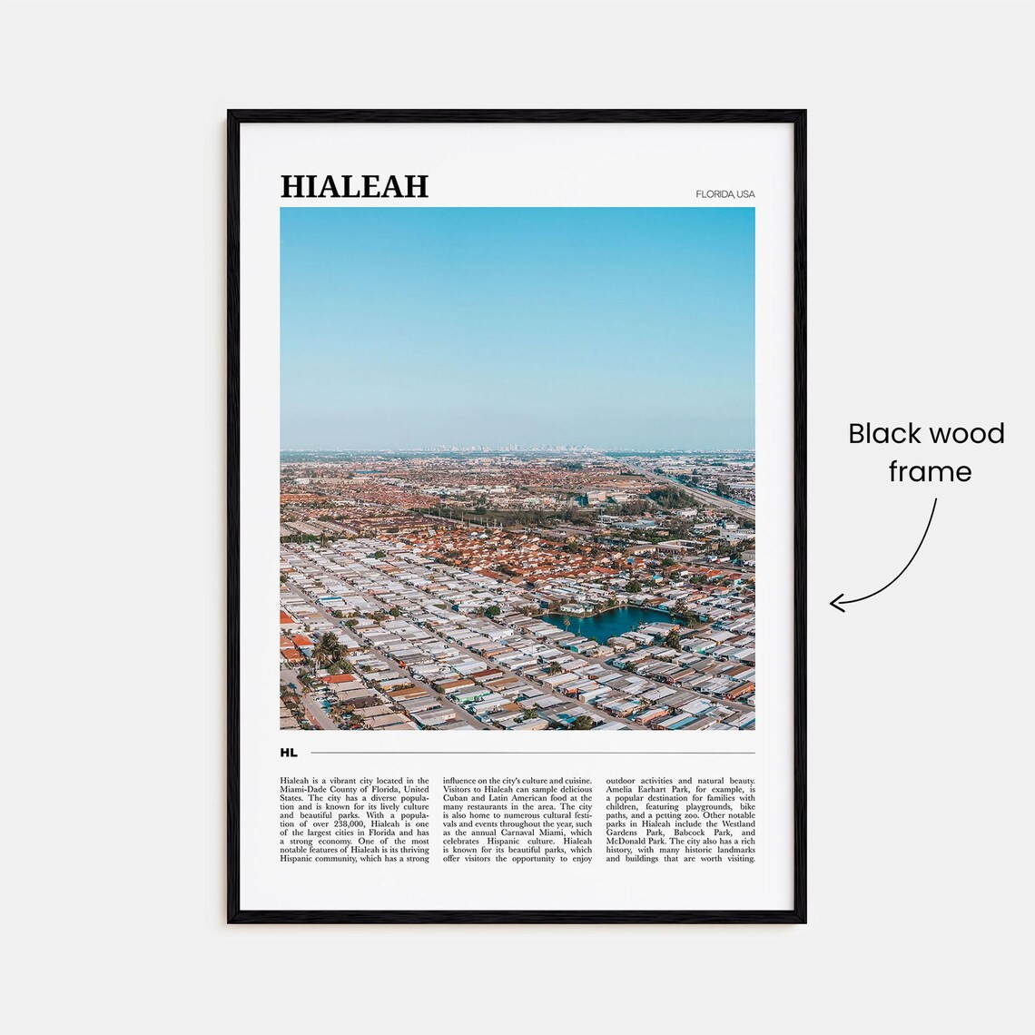 Hialeah Florida Aerial Suburban Neighborhood City View Travel Poster - Image 2