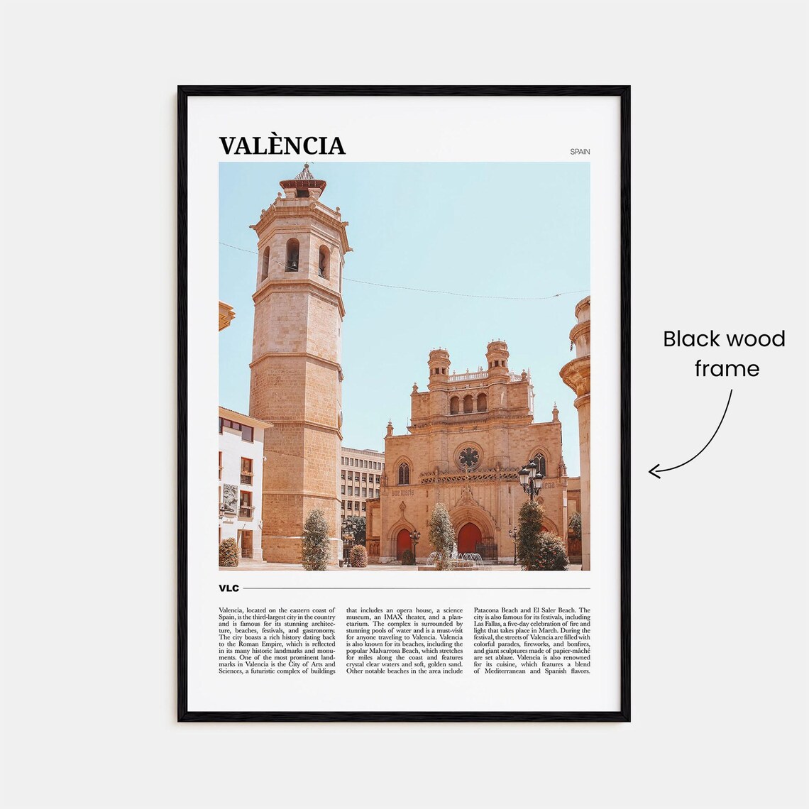 Valencia Spain Historic Bell Tower Church Facade Old Town Poster - Image 2