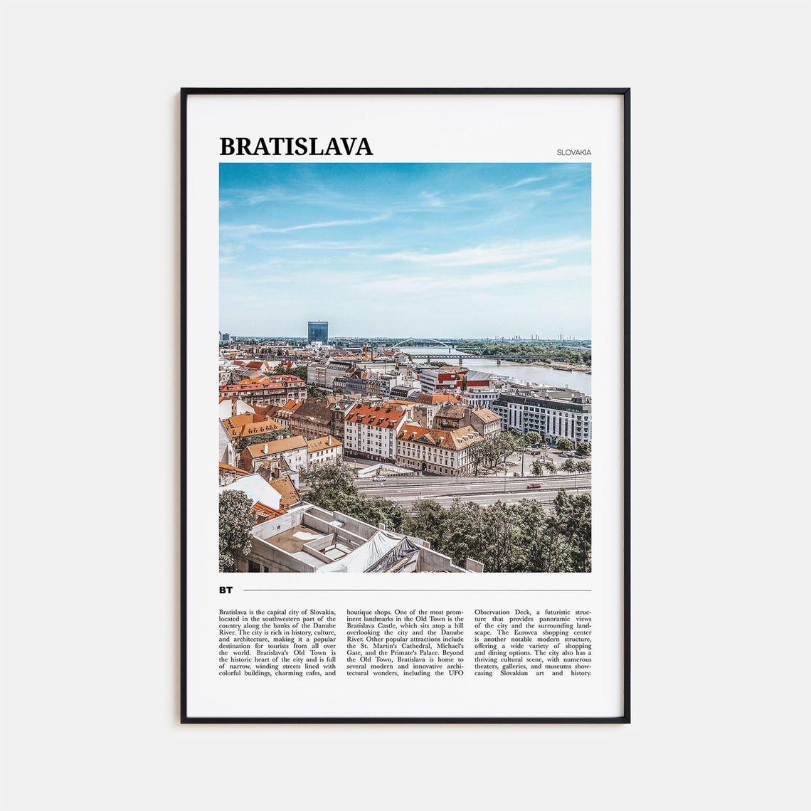 Bratislava Slovakia Old Town Red Roofs River Panorama Poster