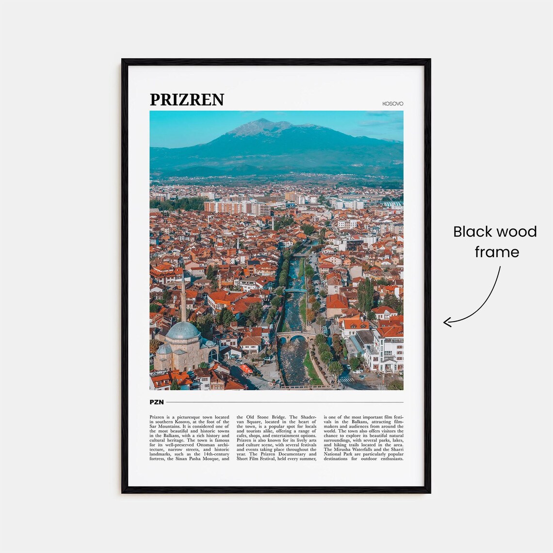 Prizren Kosovo Old Town River Minaret Mountains Travel Poster - Image 2