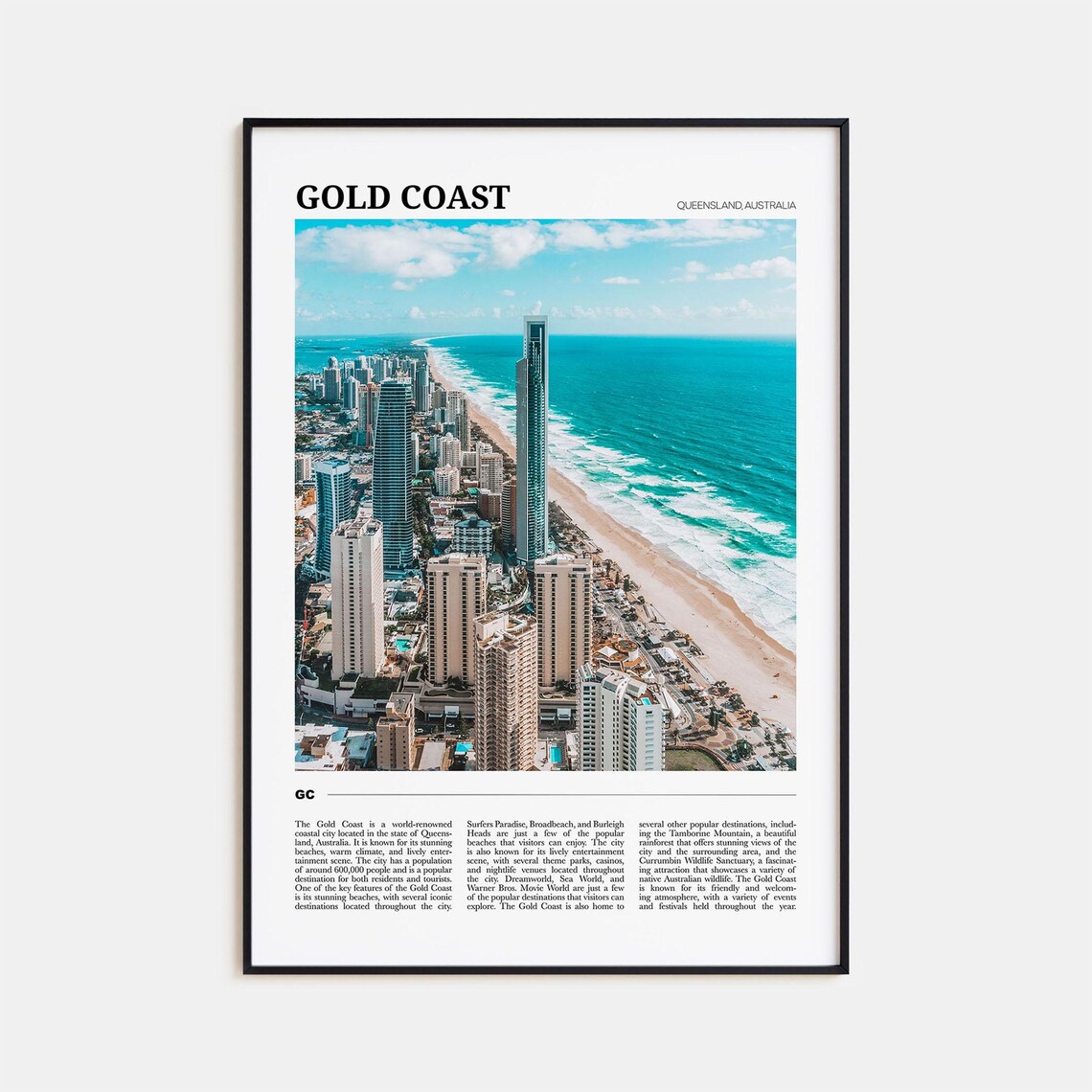 Gold Coast Travel Poster, Queensland Australia