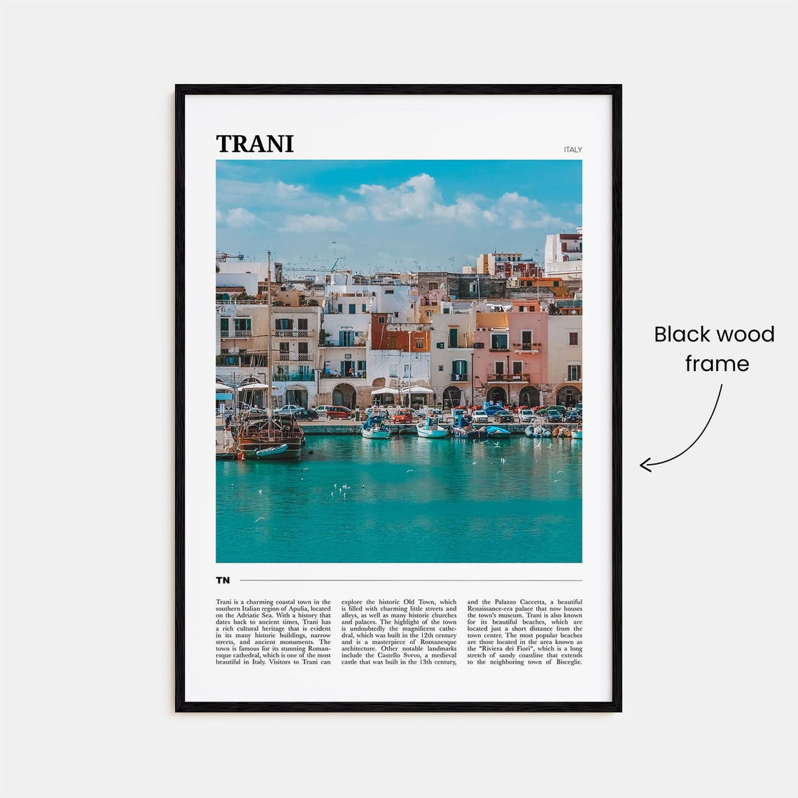 Trani Italy Adriatic Harbor Colorful Waterfront Boats Scenic Poster - Image 2