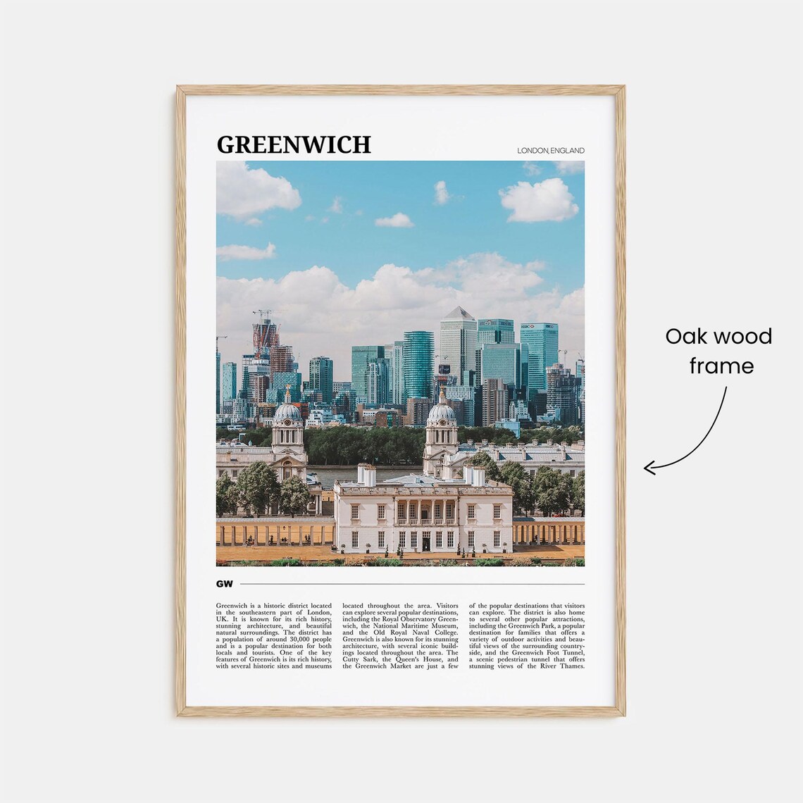 Greenwich London Queens House Canary Wharf Historic Skyline Poster - Image 3