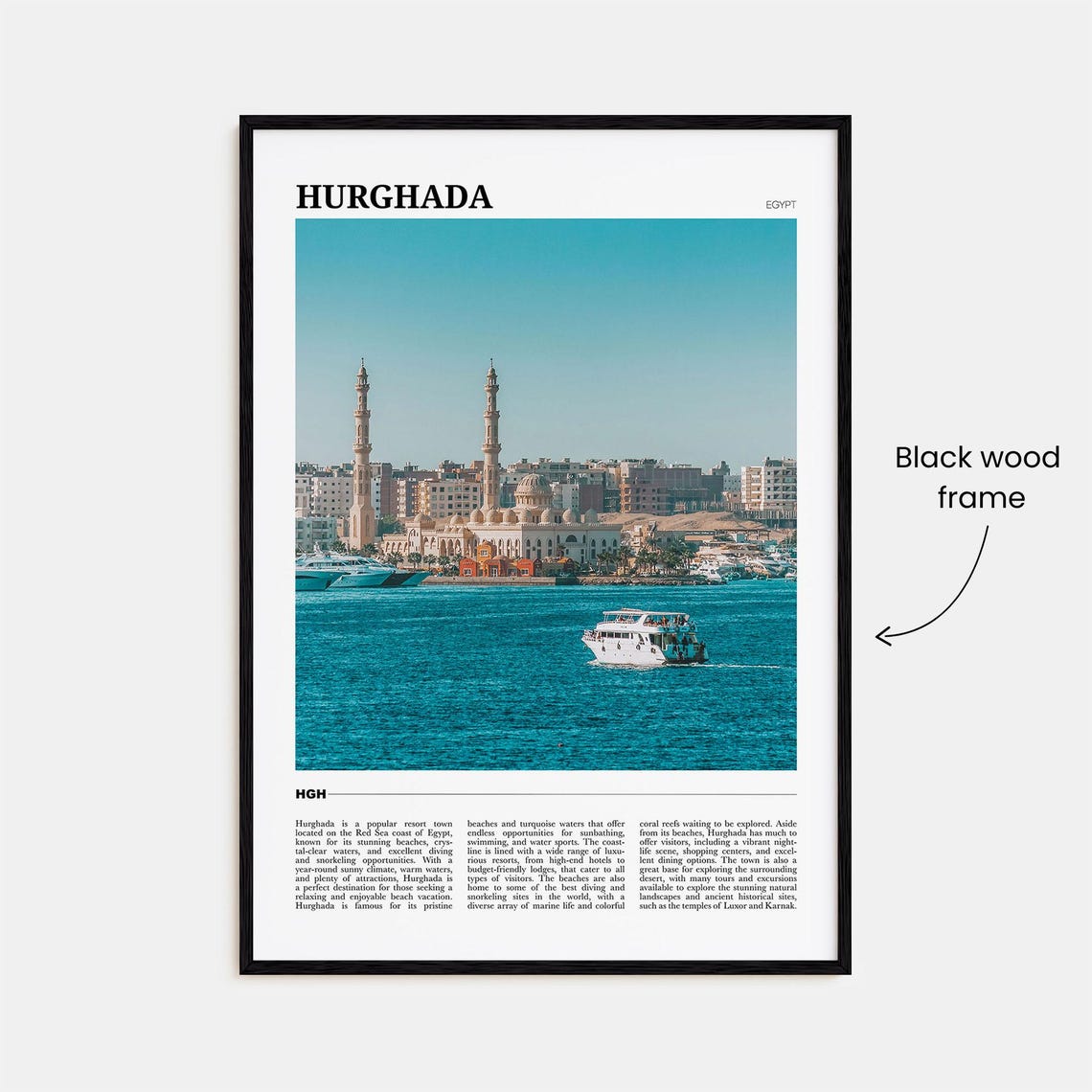 Hurghada Egypt Red Sea Beach Resort Marina Mosque View Poster - Image 2