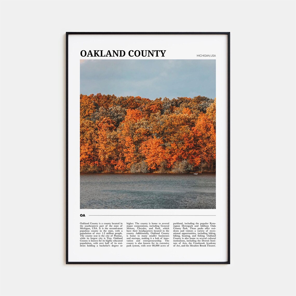 Oakland County Travel Poster Oakland County Wall Art Oakland County Poster Print Oakland County Photo Oakland County Decor Usa