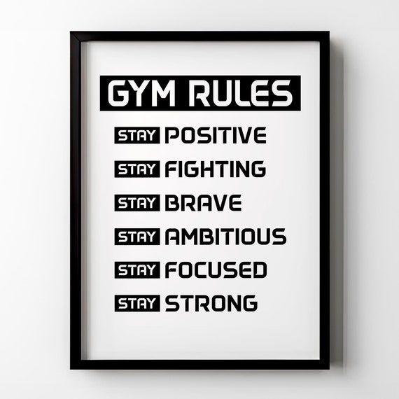 Gym Rules Wall Art Motivational Quotes Modern Home Gym Wall Decor Gift Idea Fitness Room Sports Home Decor