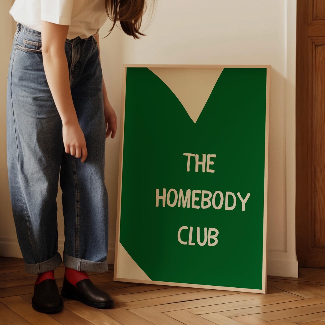 The Homebody Club Green Minimalist Cozy Typography Quote Poster - Image 2