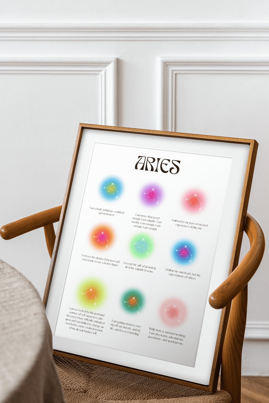 Aries Zodiac Affirmation Aura Constellation Spiritual Wall Art - Image 2
