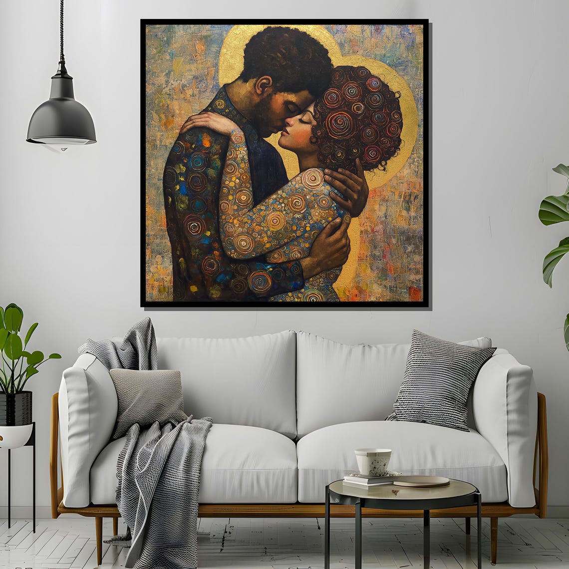 Klimt Style Couple Painting, Romantic Symbolic Love - Image 2