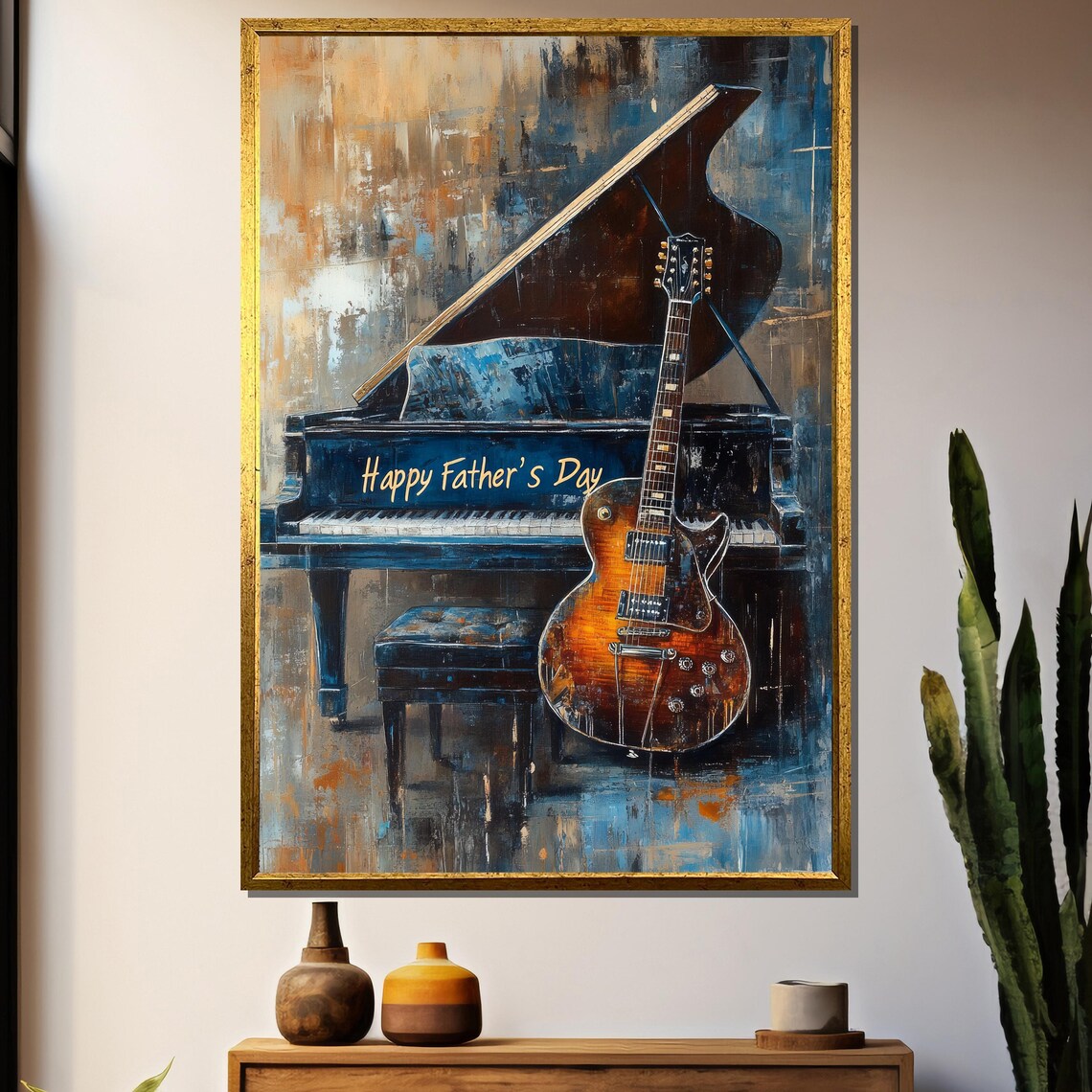 Jazz Guitar And Piano, Vintage Musician Gift