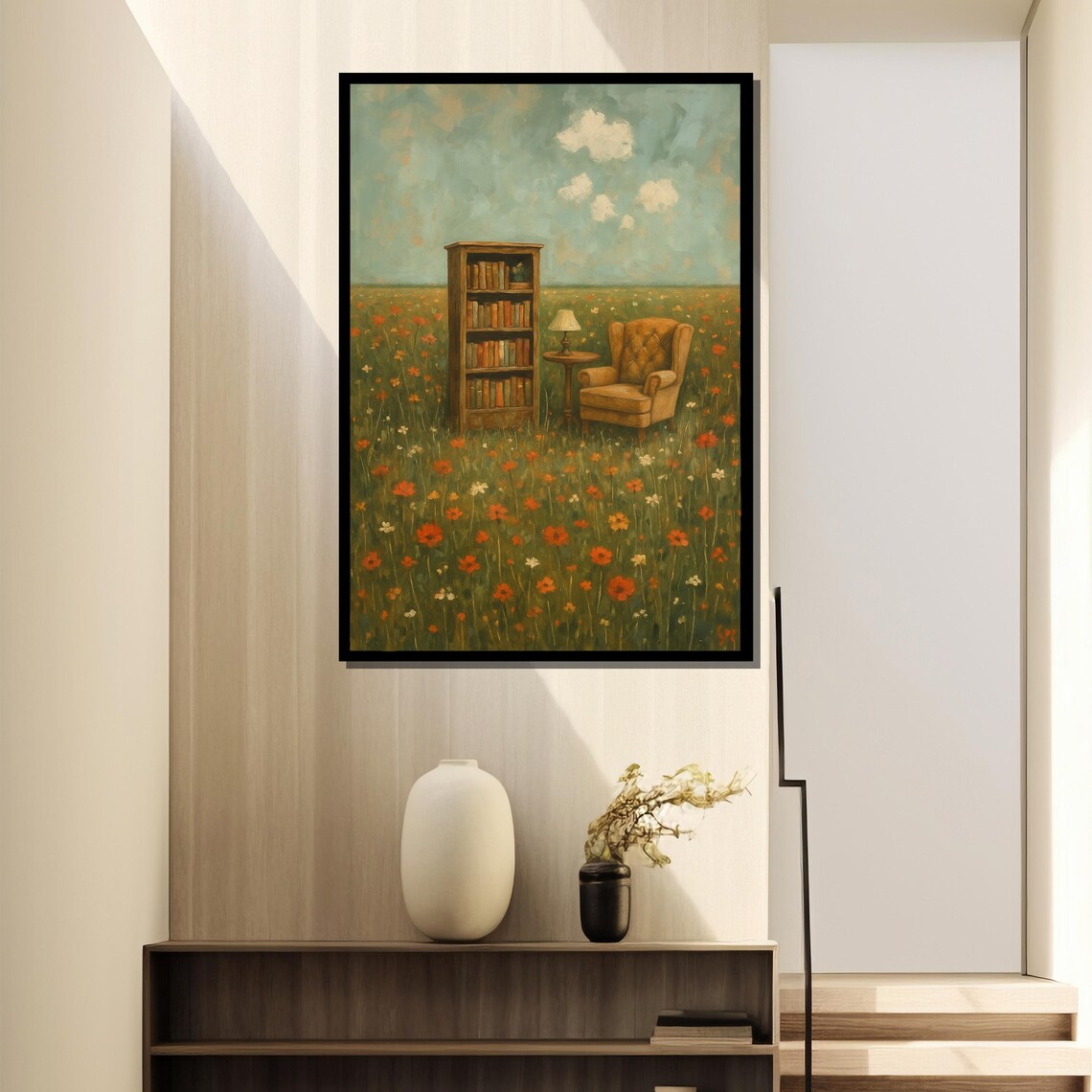 Serene Meadow Library Escape Painting Gift - Image 2