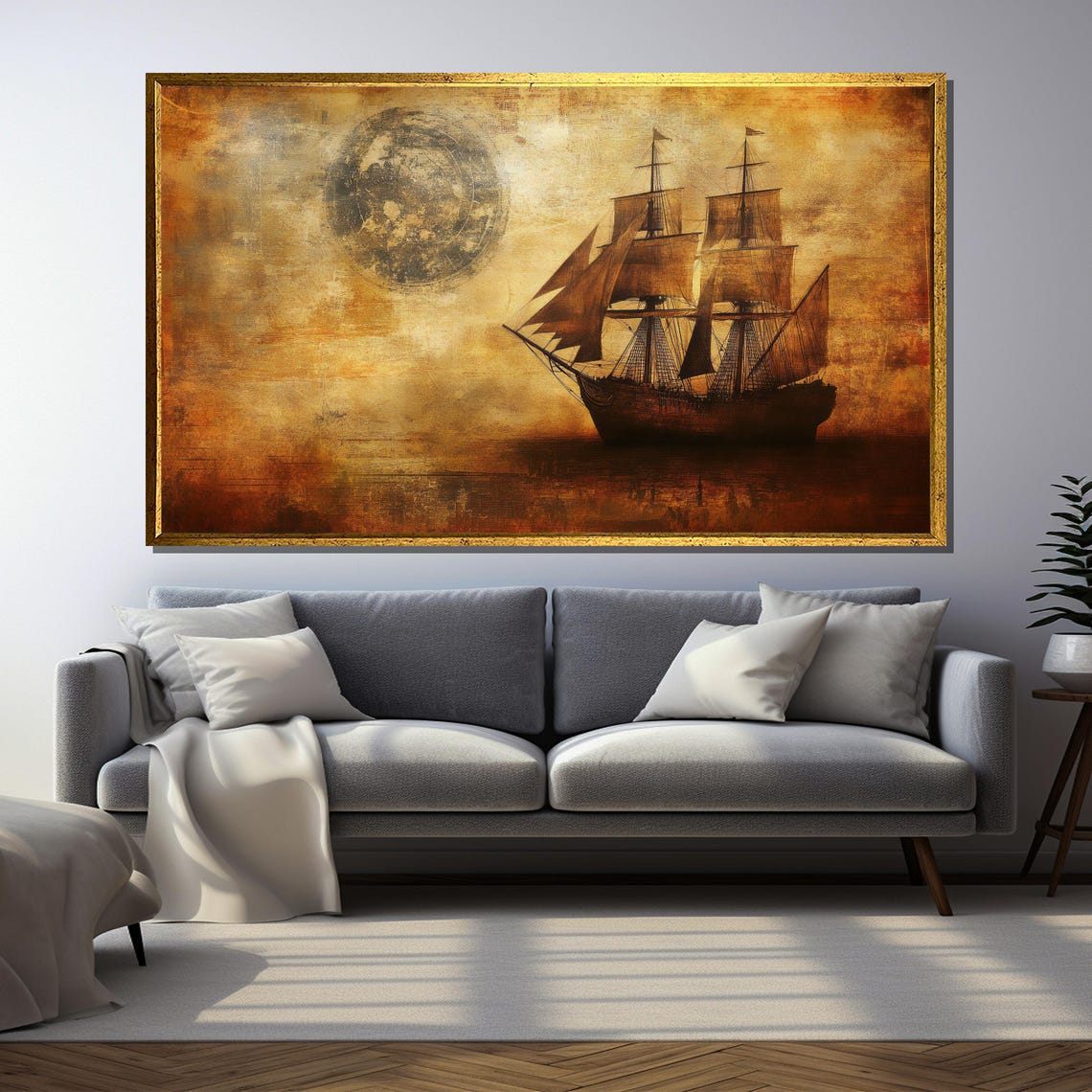 Vintage Sailing Ship Art Print, Antique Nautical