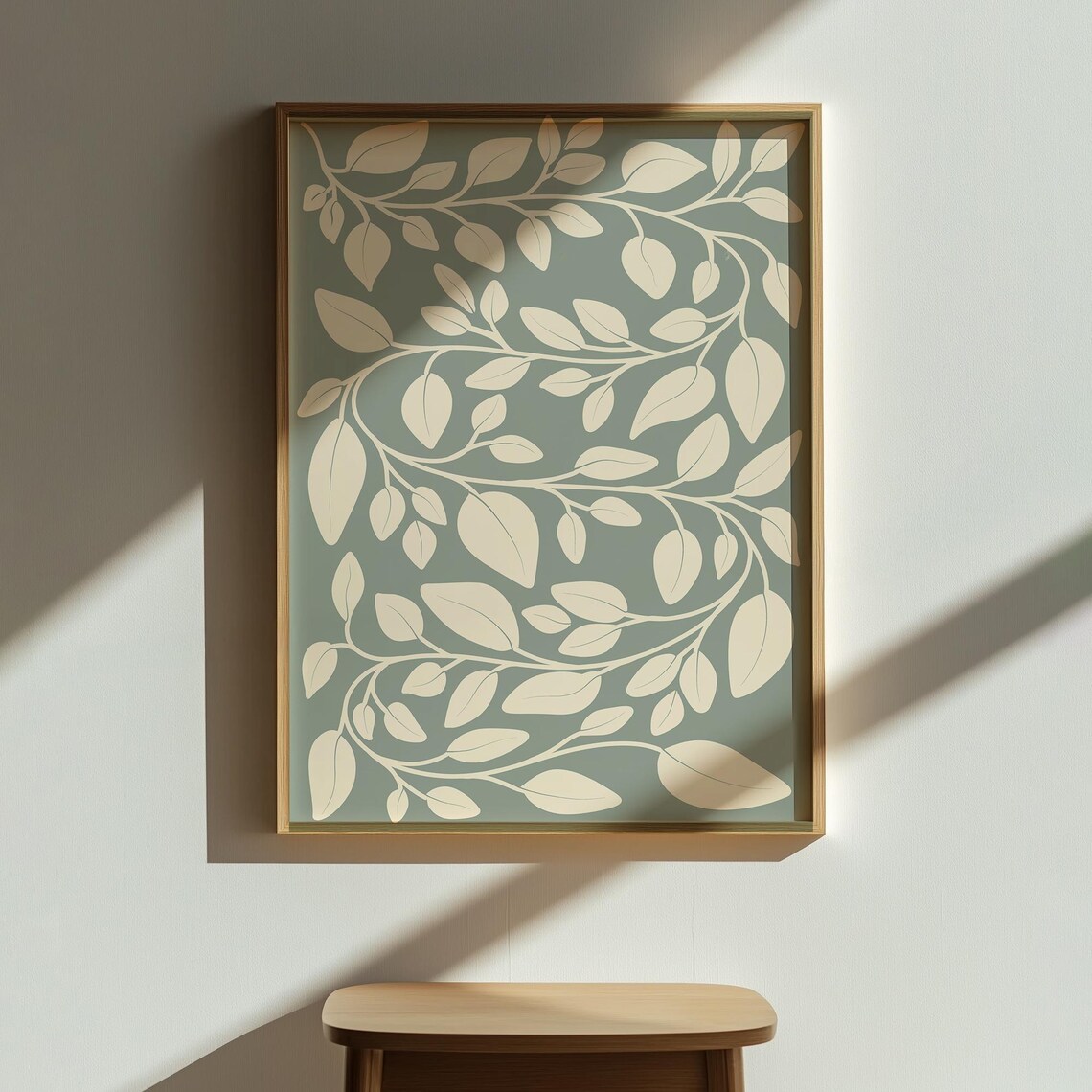 Creamy Leaf Vines Minimalist Art Botanical Poster Contemporary Painting Wall