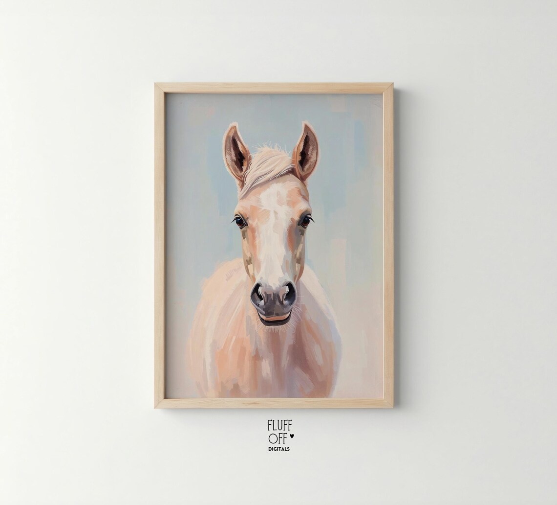 Palomino Horse Portrait, Minimalist Wall Art Print