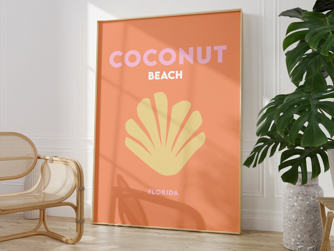 Coconut Beach Minimalist Florida Travel Poster
