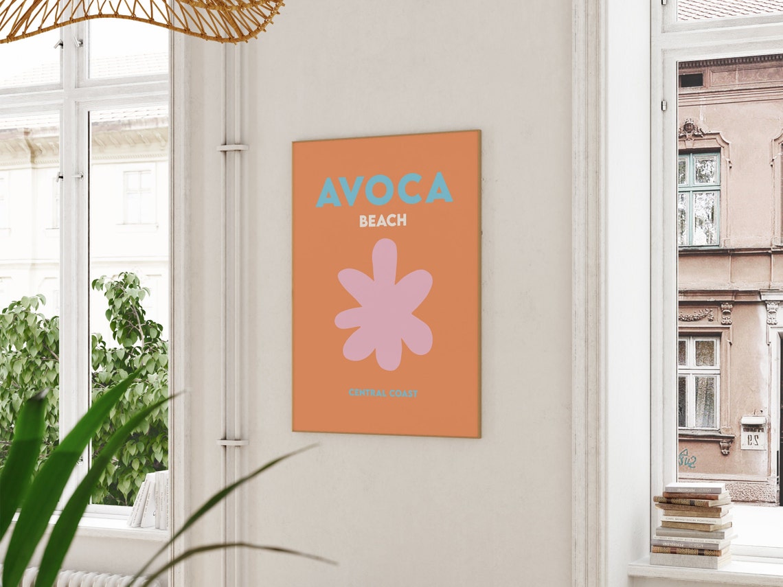 Avoca Beach Central Coast Orange Pink Flower Minimalist Travel Poster - Image 3