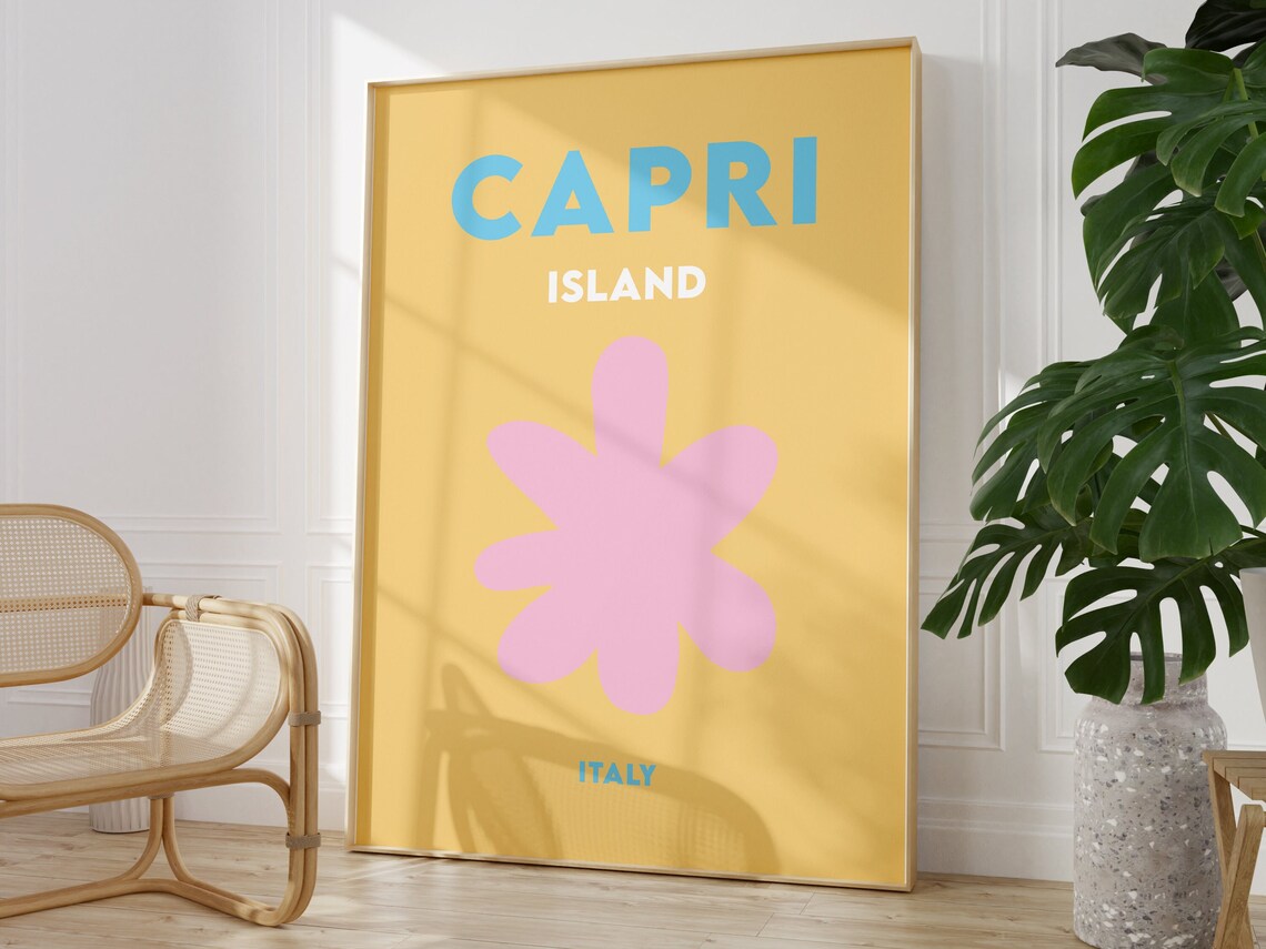 Capri Coast Minimalist Travel Poster, Italy Beach Art Print