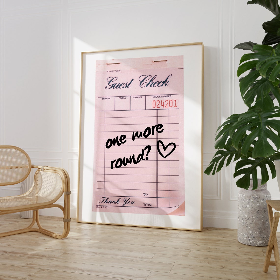 One More Round Pink Guest Check Bar Cart Wall Decor Party Poster - Image 3
