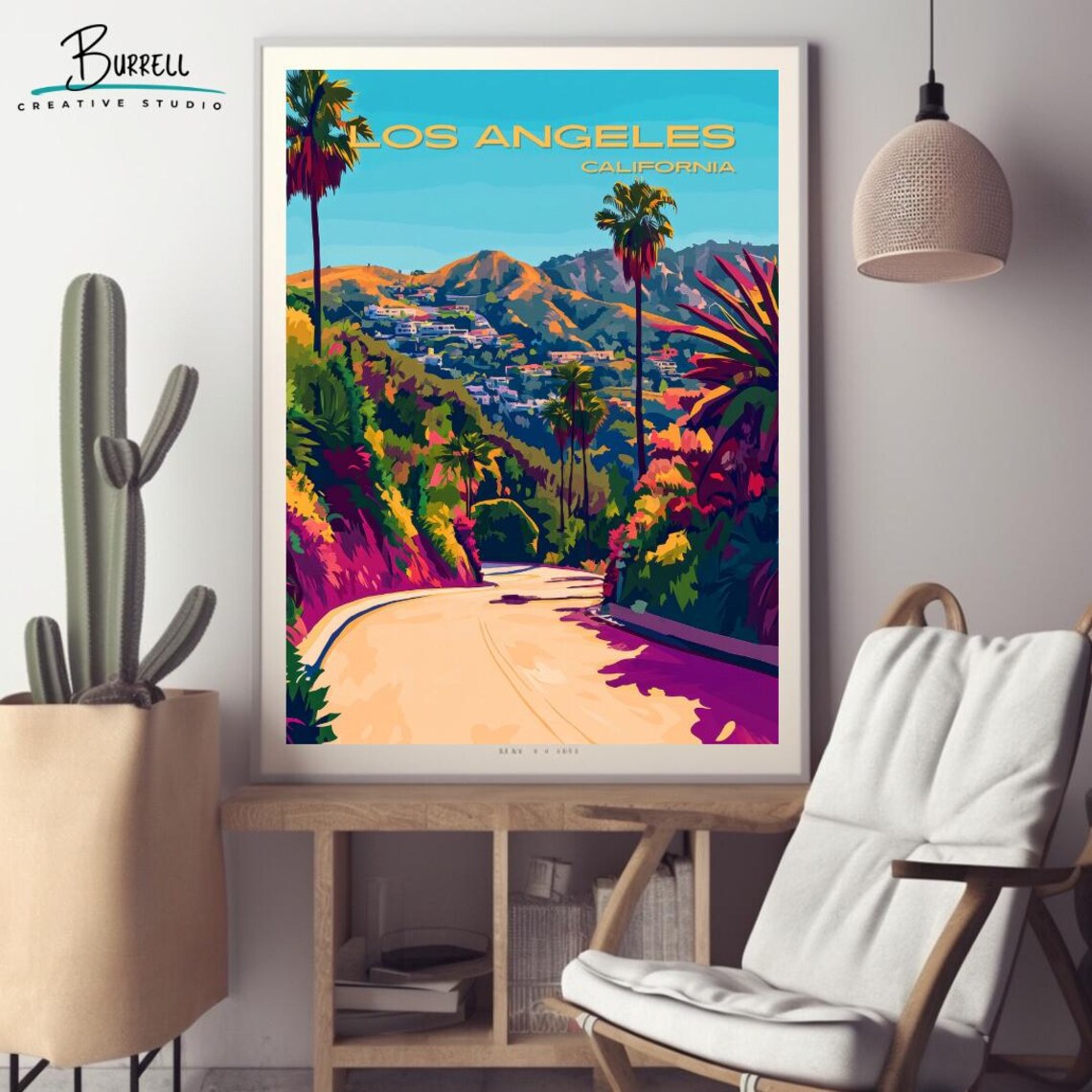 Los Angeles California Hills Winding Road Palms Scenic Travel Poster - Image 2