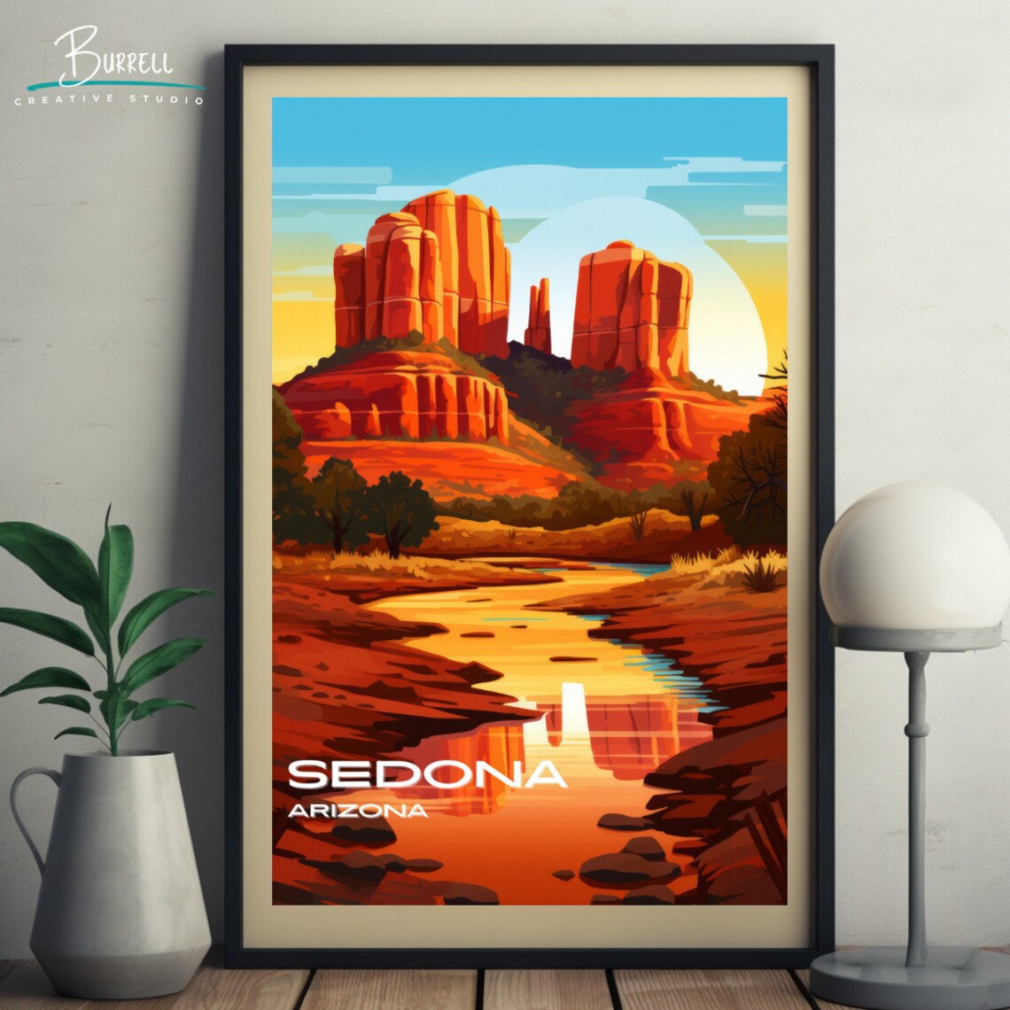 Sedona Arizona Cathedral Rock Sunset River Reflection Poster - Image 5