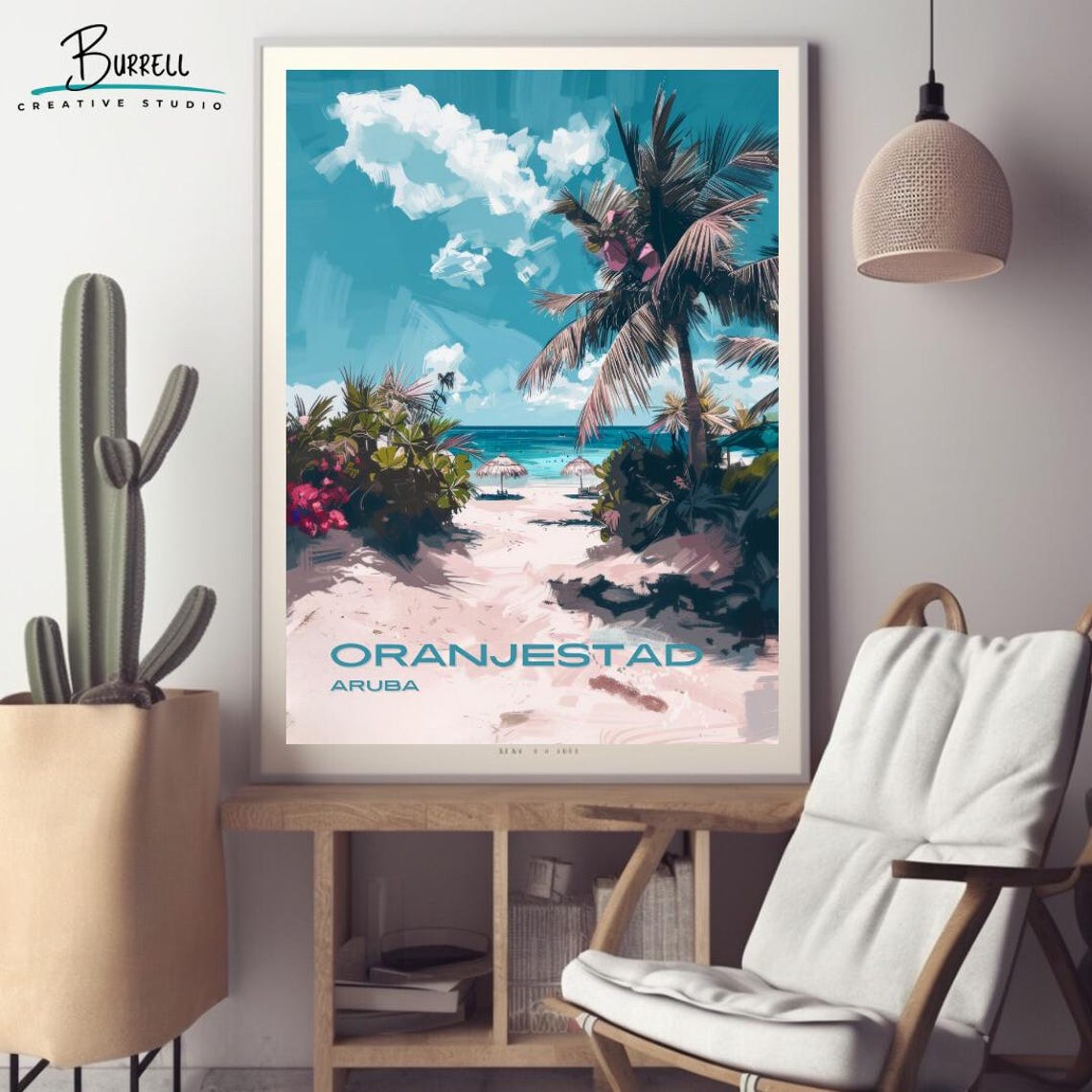 Oranjestad Aruba Beach View Travel Poster Wall Art Poster Print - Image 2