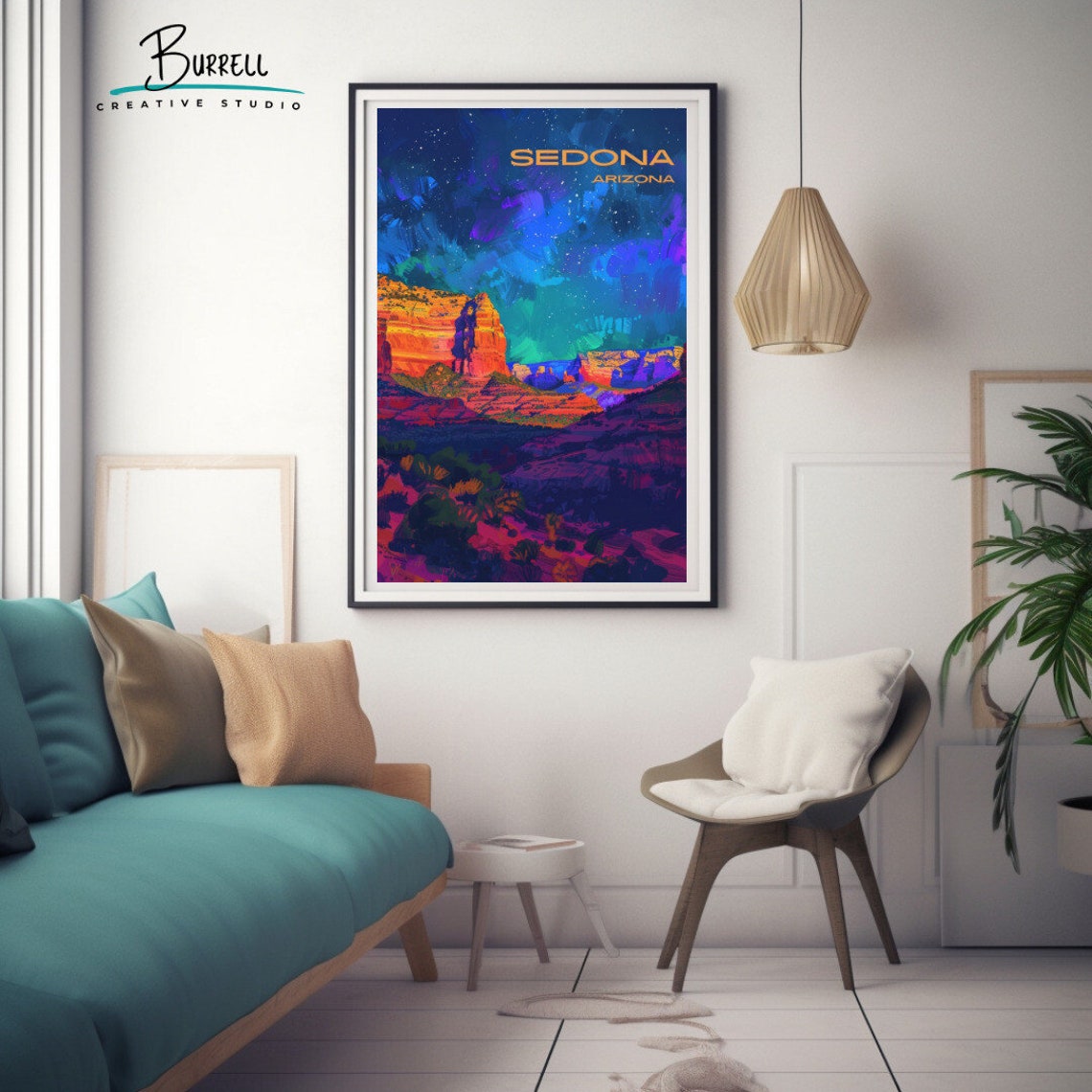 Sedona Arizona Red Rock Canyon Starry Night Desert Sky Poster - Image 3