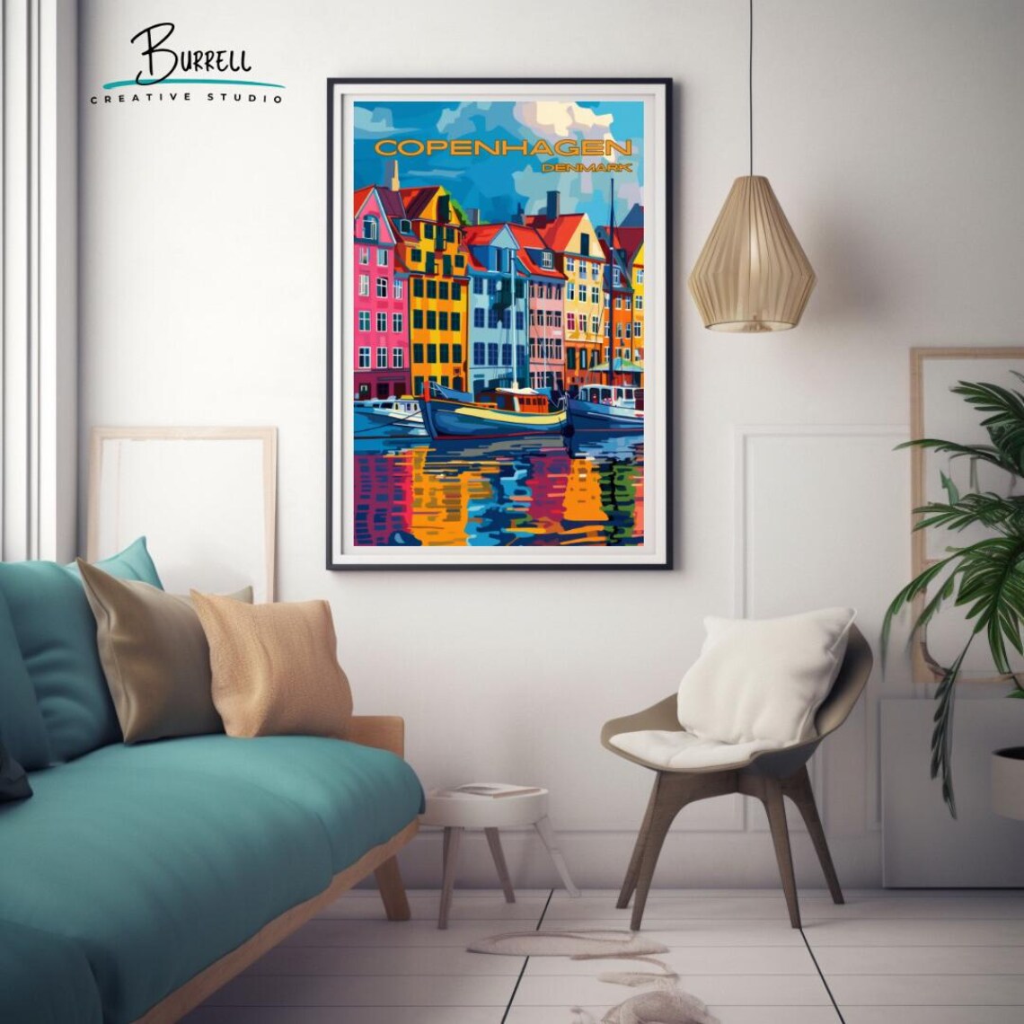 Copenhagen Nyhavn Harbor Travel Poster, Denmark - Image 3