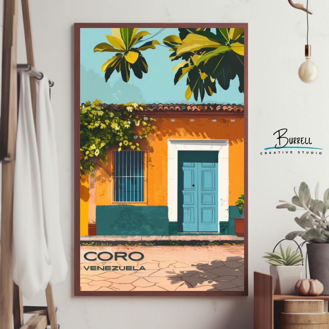 Coro Venezuela Colonial Door Architecture Orange House Travel Poster - Image 4
