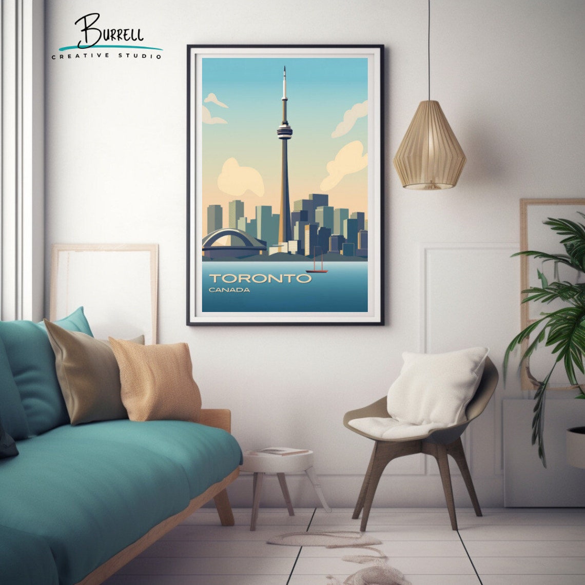Toronto Canada CN Tower Skyline Waterfront Retro Travel Poster - Image 2
