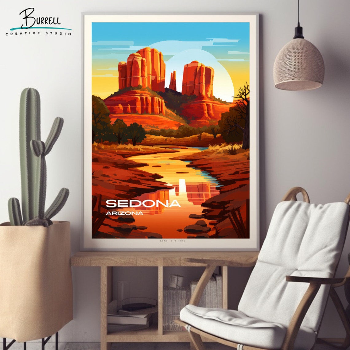 Sedona Arizona Cathedral Rock Sunset River Reflection Poster - Image 2