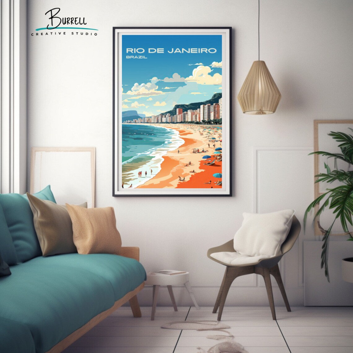 Rio Brazil Copacabana Beach Travel Poster Print - Image 3