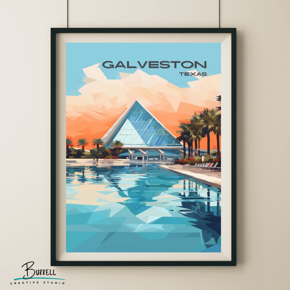 Galveston Texas Moody Gardens Palm Pool Glass Pyramid Poster
