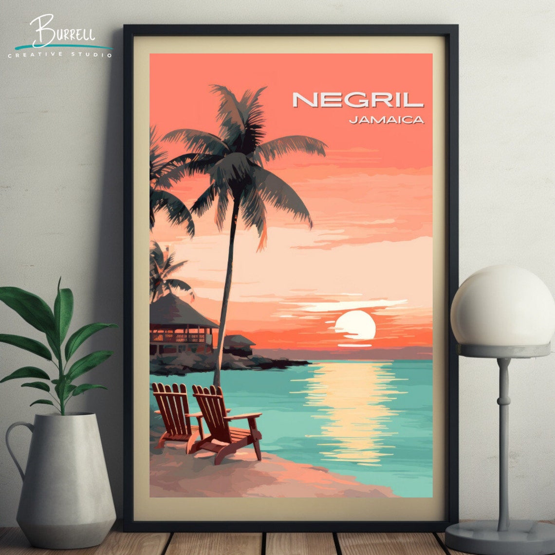 Negril Jamaica Beach Sunset Travel Poster Wall Art Poster Print - Image 4