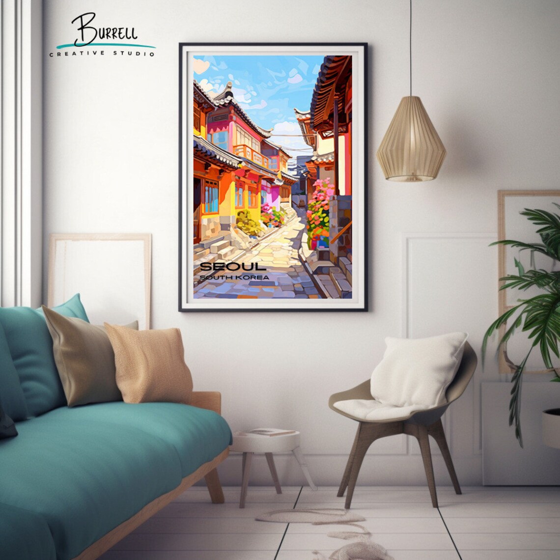 Seoul South Korea Bukchon Hanok Village Colorful Alley Poster - Image 3