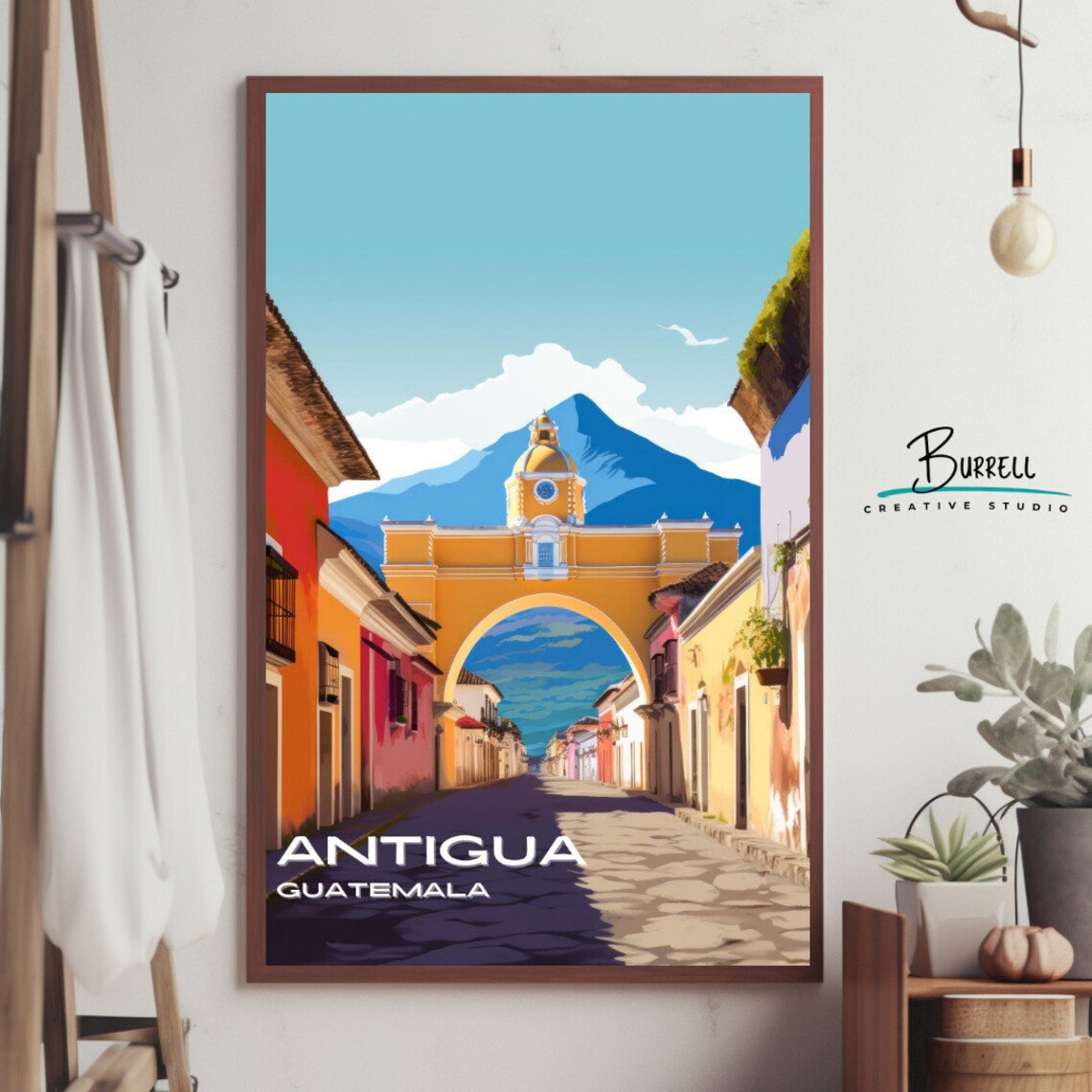 Antigua Guatemala Santa Catalina Arch Volcano Colonial Street Poster - Image 4