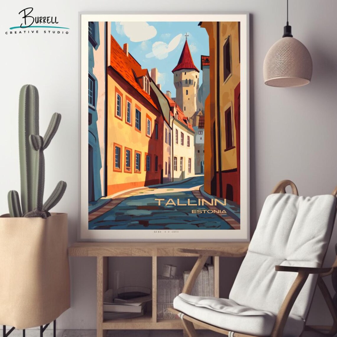 Tallinn Estonia Old Town Alley Red Roofs Medieval Tower Poster - Image 2