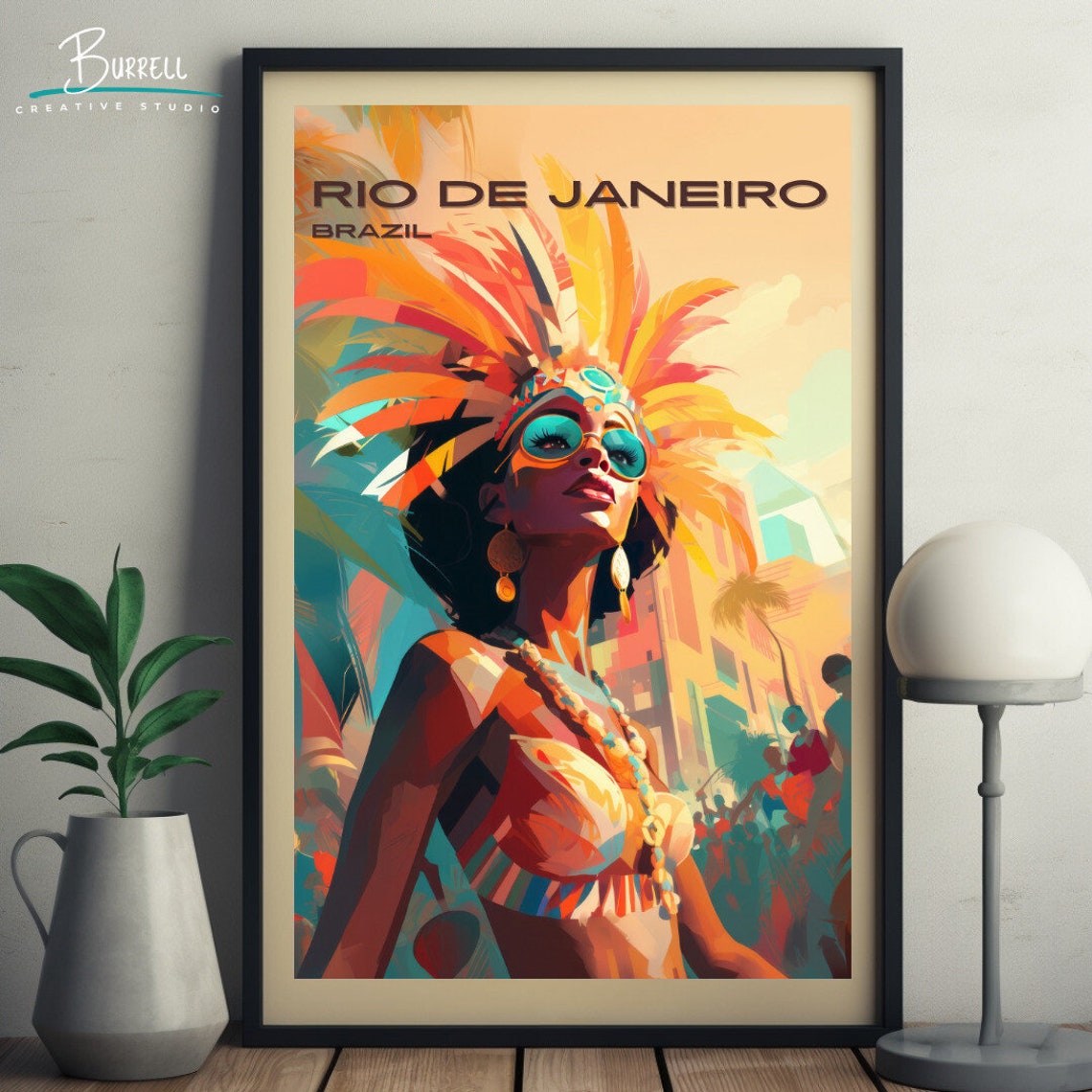 Rio de Janeiro Brazil Carnival Dancer Feathers Festival Travel Poster - Image 5